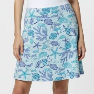 [Fresh Pruduce] Aqua Blue Ocean Print A-Line Cotton Skirt Size Medium